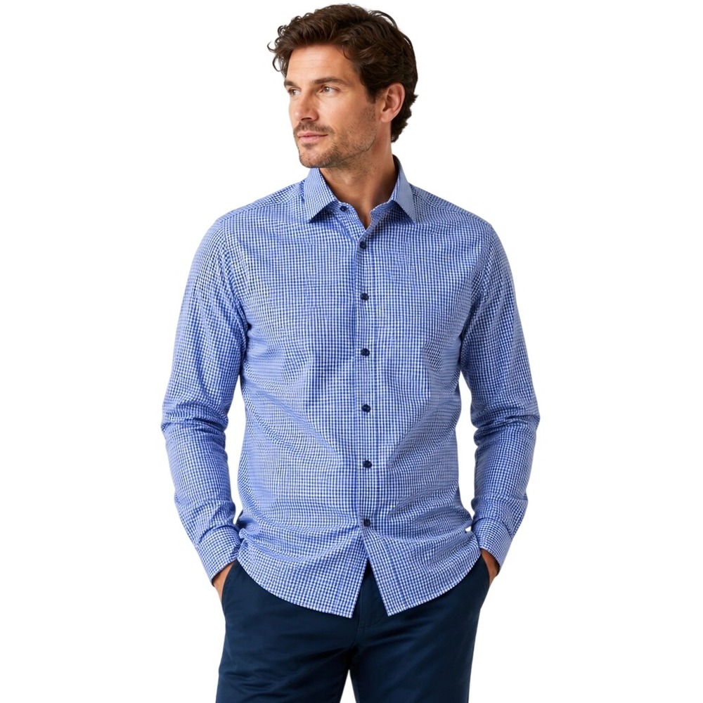Eton Contemporary 42 16 1/2 Gingham Check Dress Shirt 100% Cotton Sweden